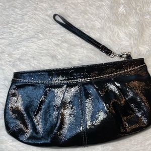 Large Coach Black Patent Leather Clutch